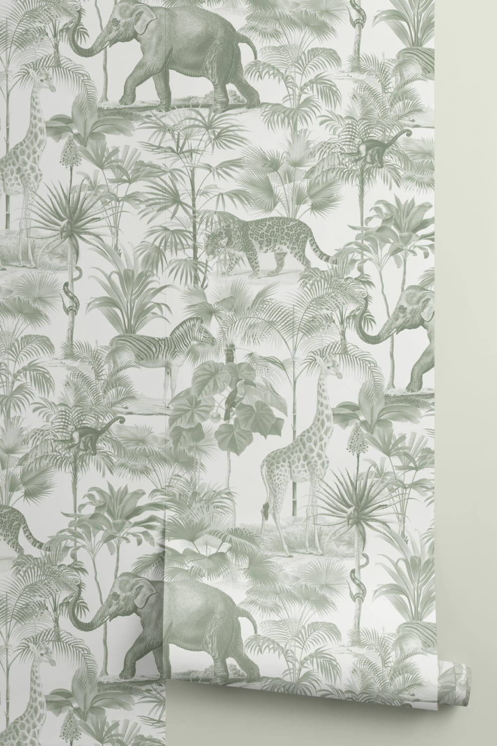 Groen Tropisch Tonaal Jungle Dierenbehang