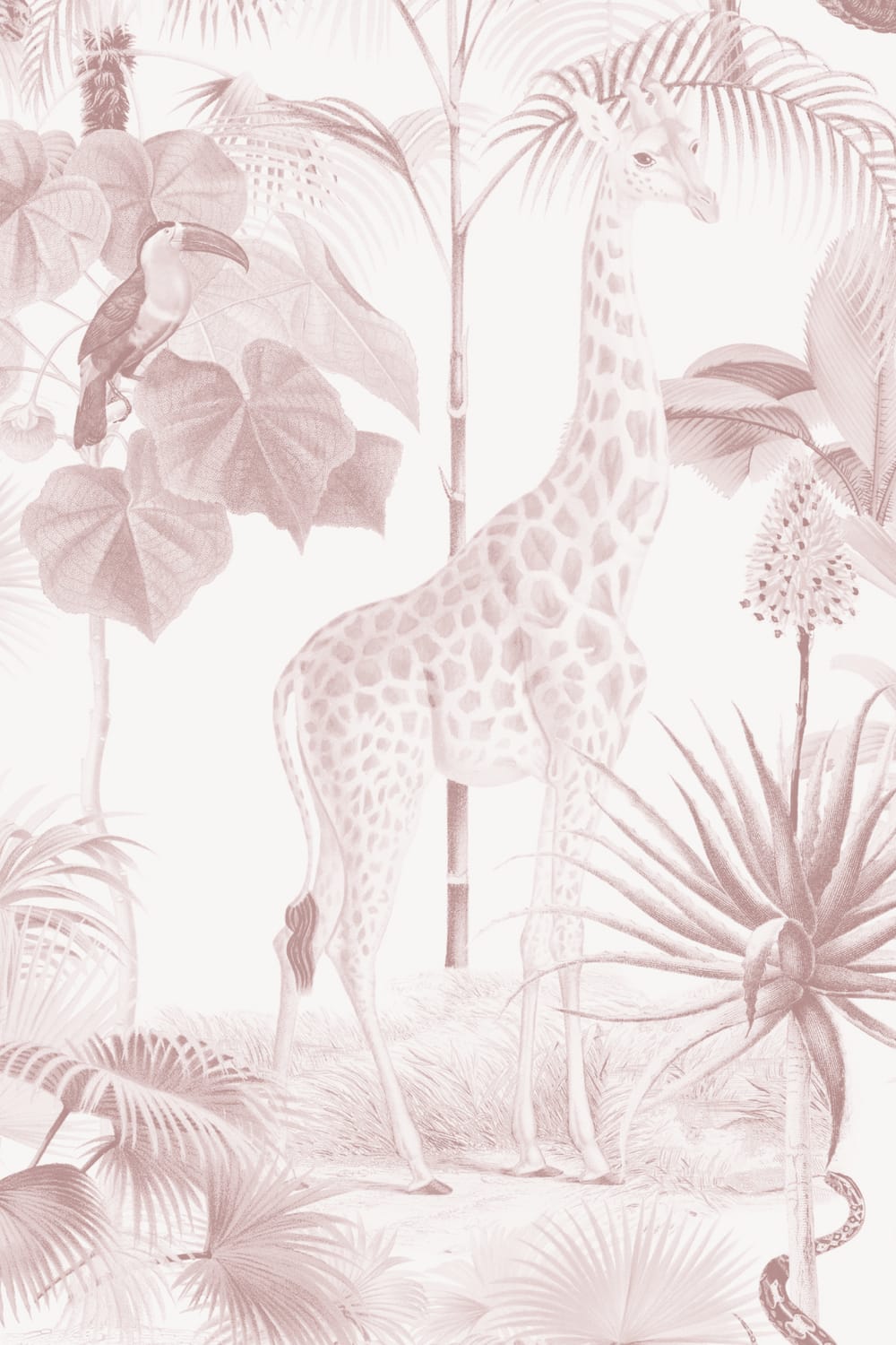 Pink Tropical Tonal Jungle Animal Wallpaper