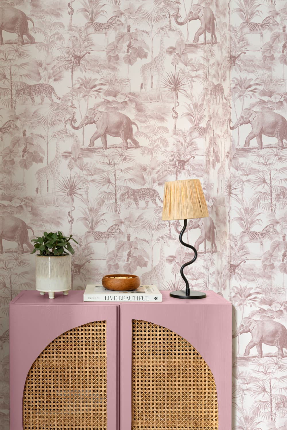 Pink Tropical Tonal Jungle Animal Wallpaper