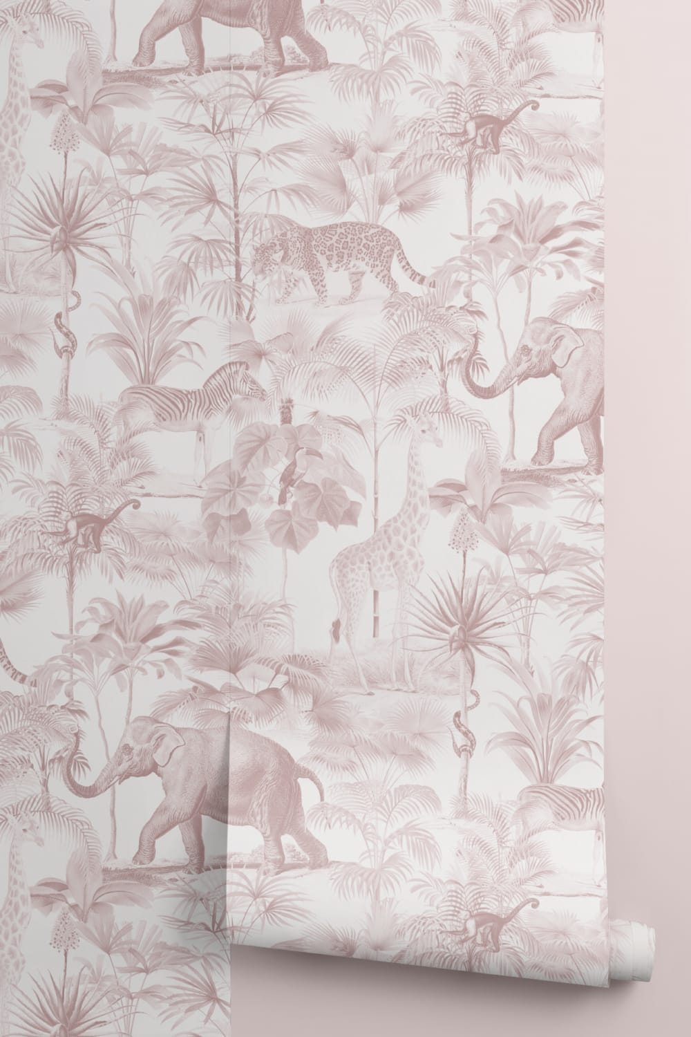 Pink Tropical Tonal Jungle Animal Wallpaper