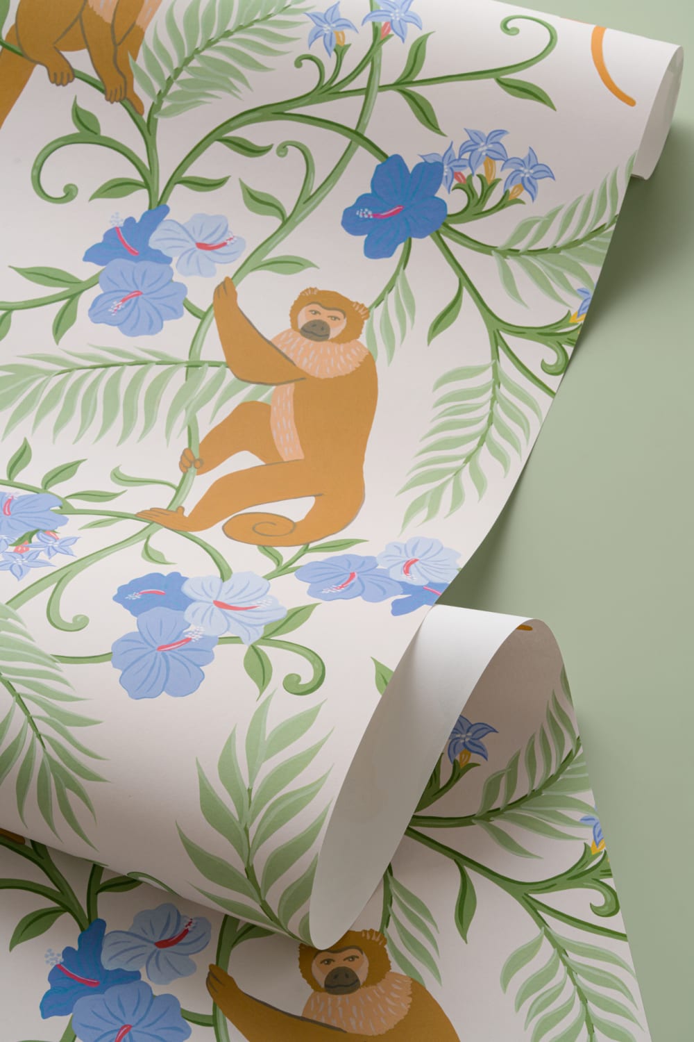 Beige Macaque Monkey Tropical Mural
