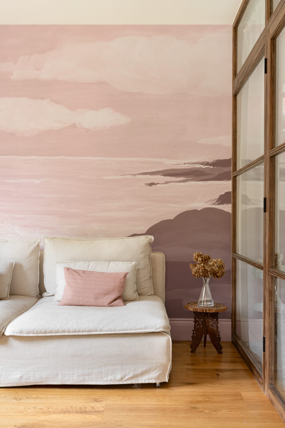 Pink Coastal Serenity Landscape Wallpaper Mural