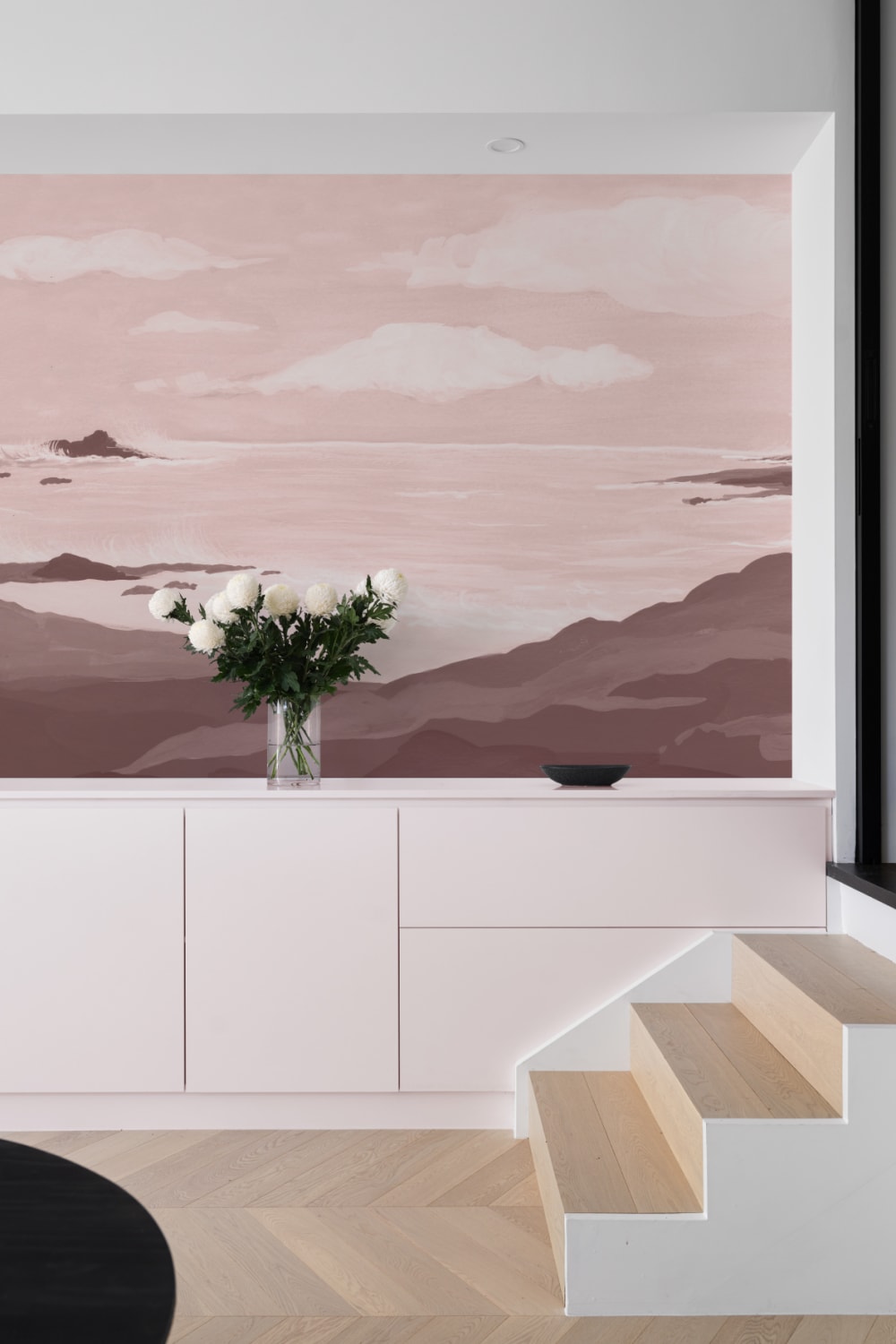 Pink Coastal Serenity Landscape Wallpaper Mural