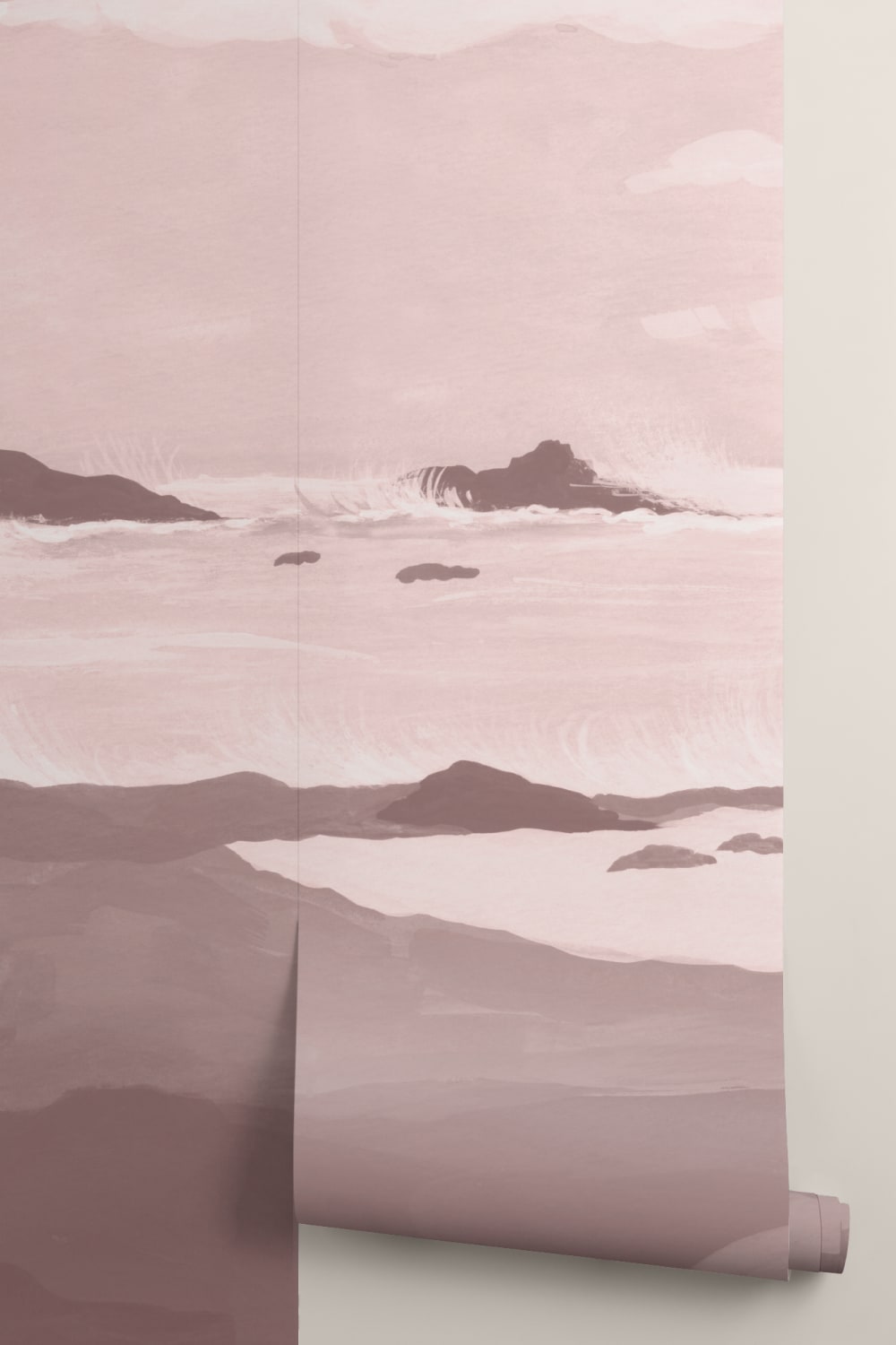 Pink Coastal Serenity Landscape Wallpaper Mural