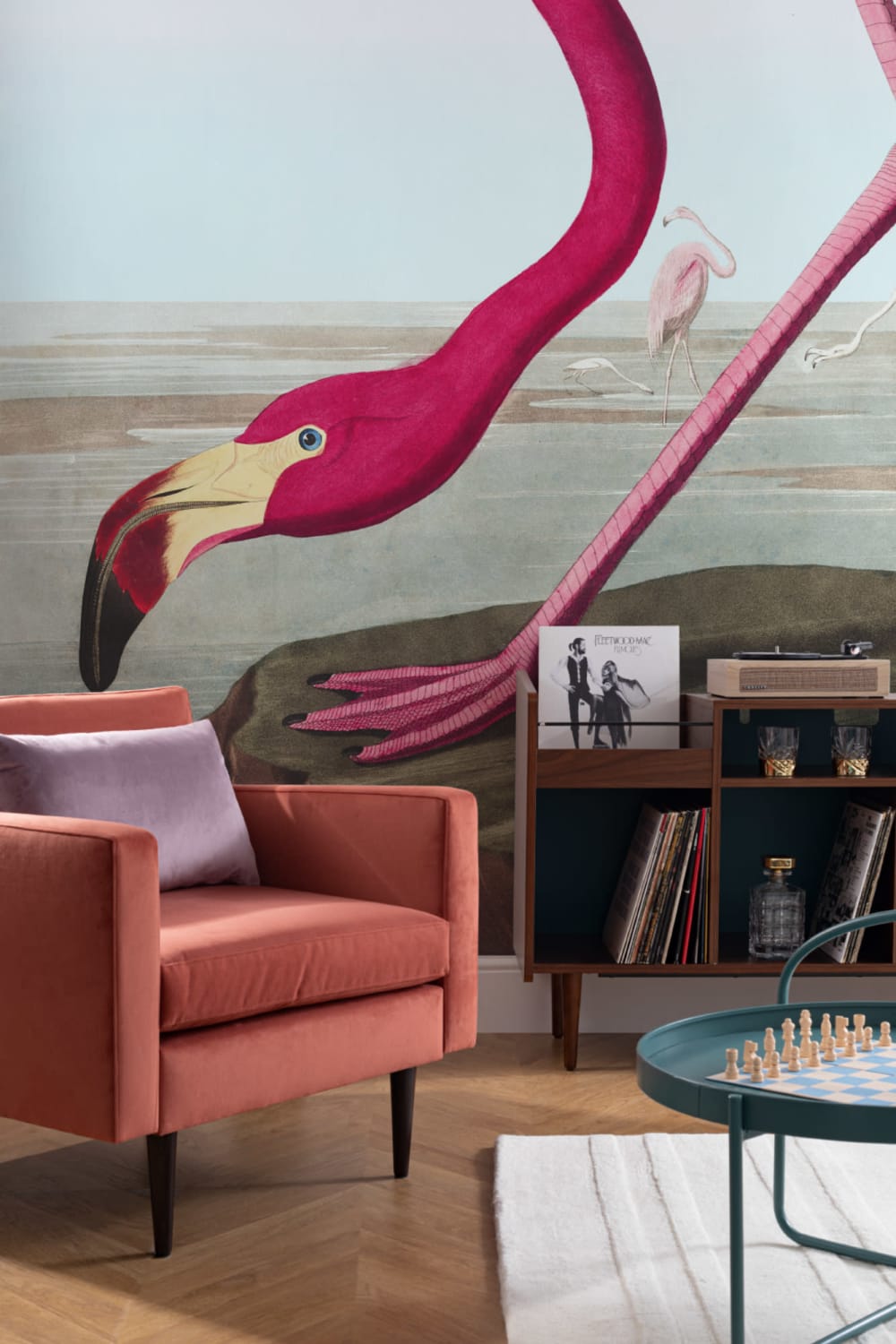Pink Flamingo by J.J. Audubon Wallpaper Mural