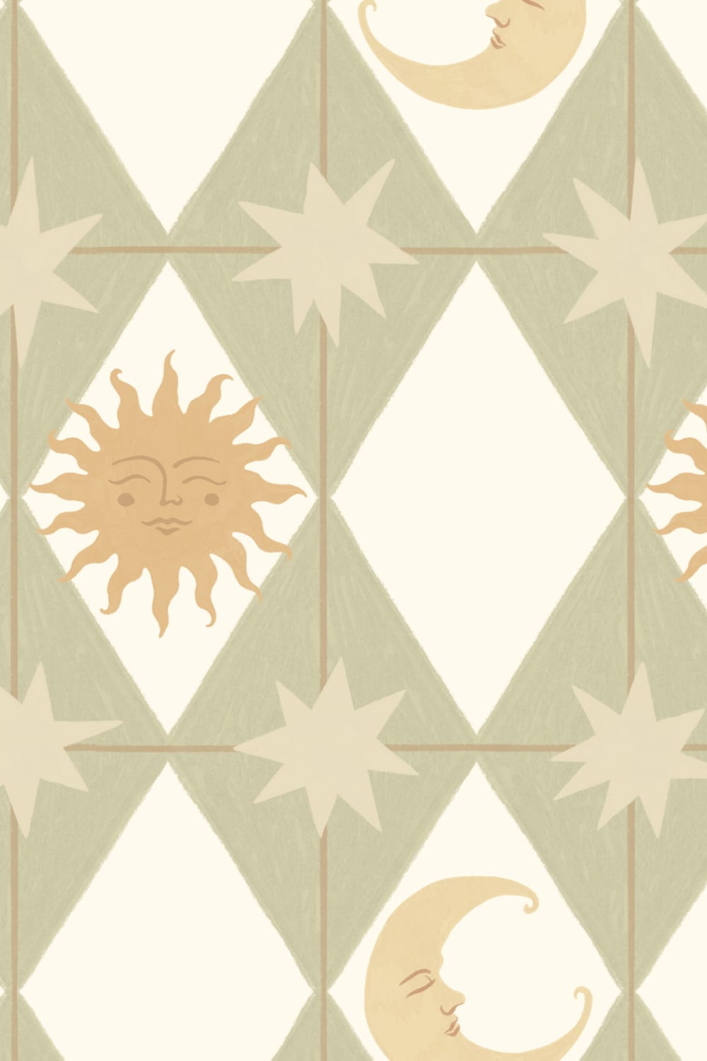 Green Geometric Pattern Mural For Retro Vibe Spaces