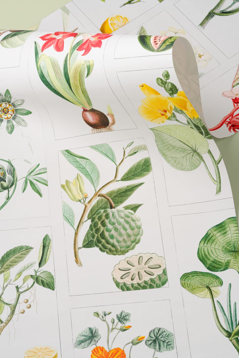 Botanical Fruits and Flowers Tile Pattern Wall Mural