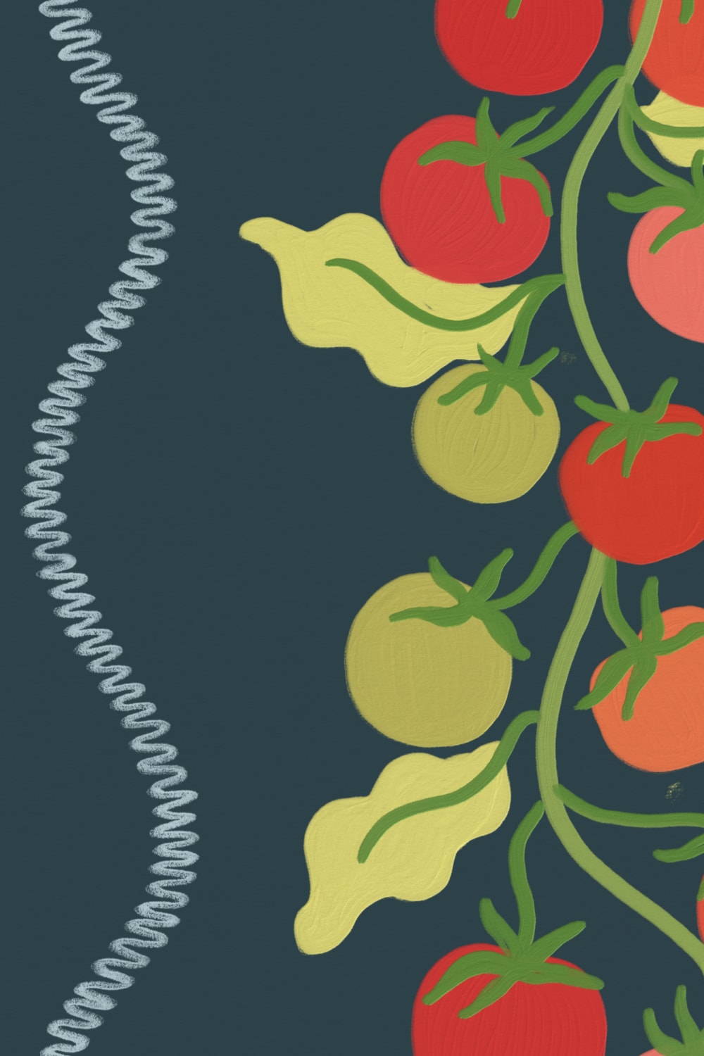 Dark Vine Tomato Botanical Striped Mural
