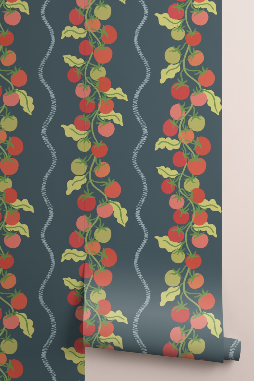 Dark Vine Tomato Botanical Striped Mural