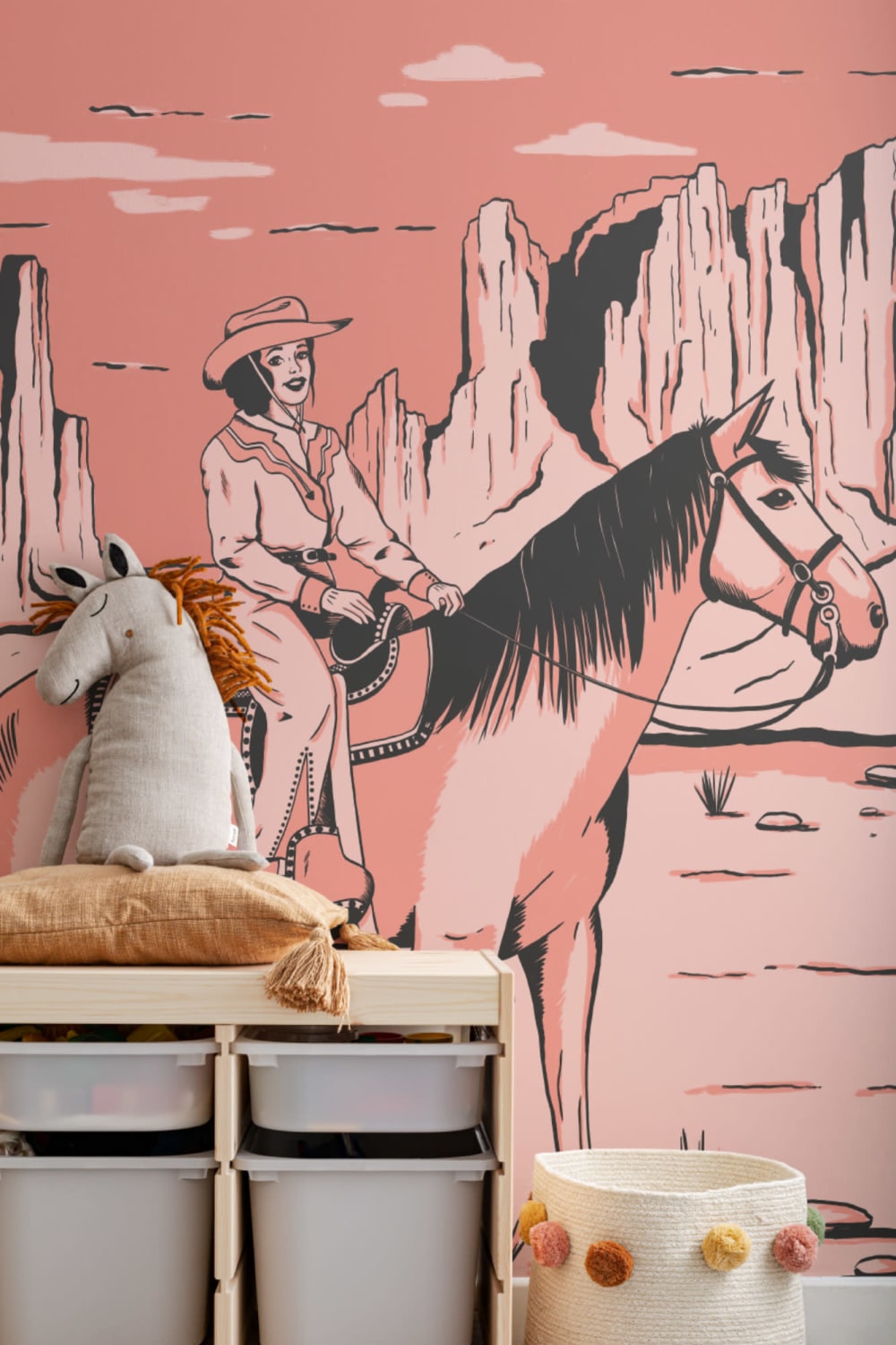 Wild West Cowgirl Horse Wallpaper Mural