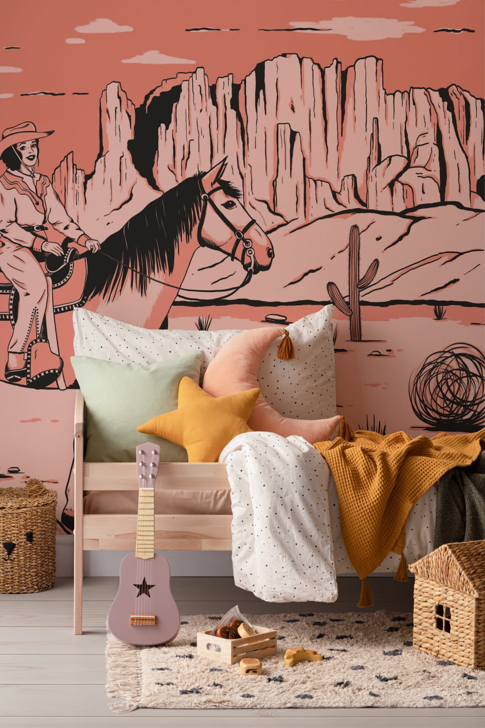 Wild West Cowgirl Horse Wallpaper Mural