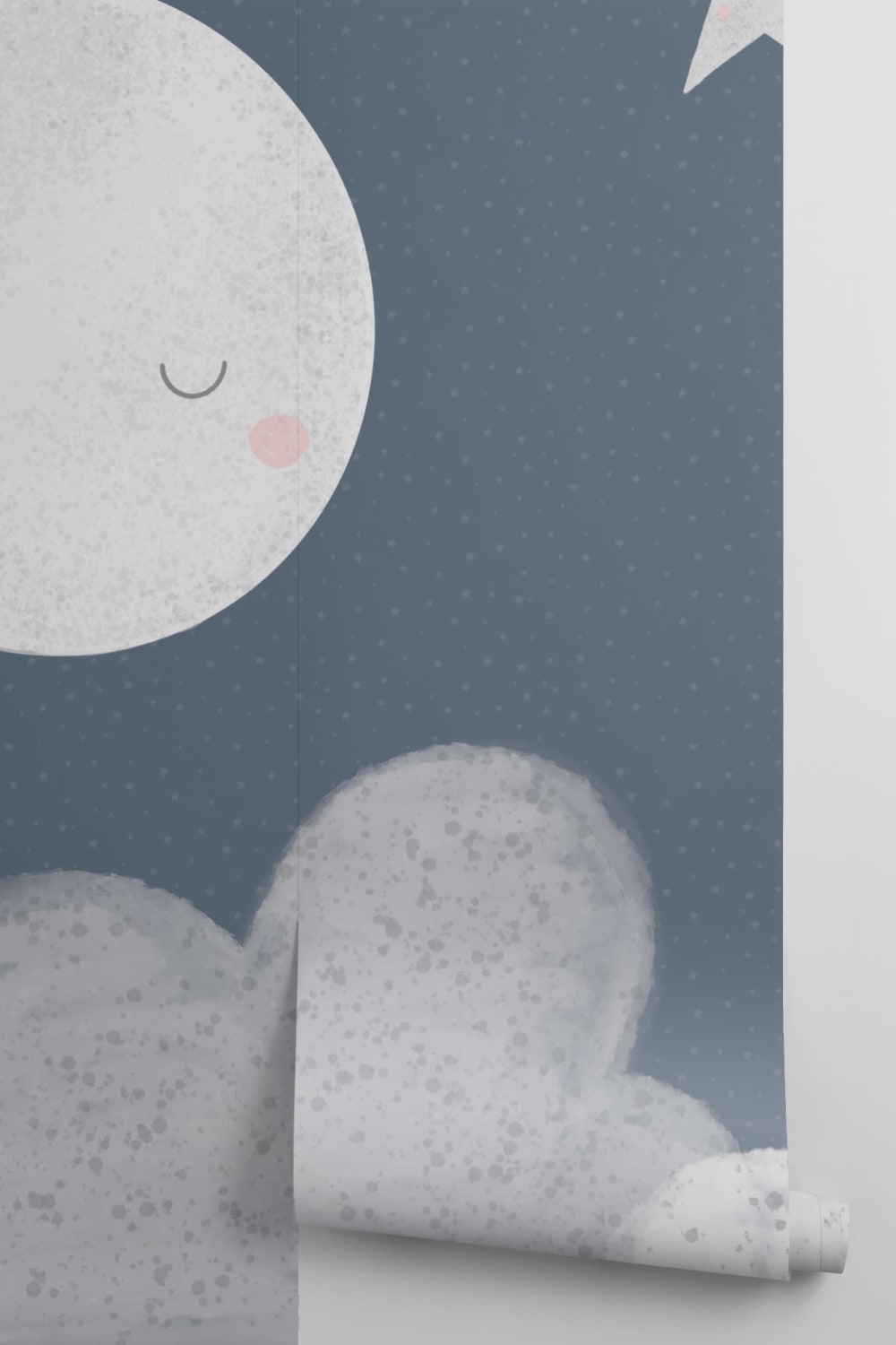 Kids Cute Navy Night Sky Moon Wallpaper Mural