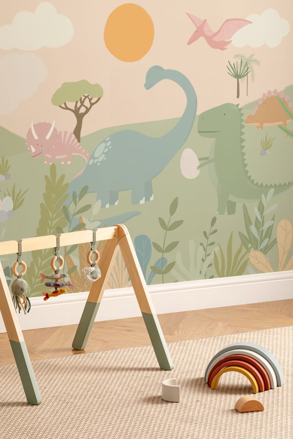 Kids Cool Cartoon Dinosaur Landscape Wallpaper Mural