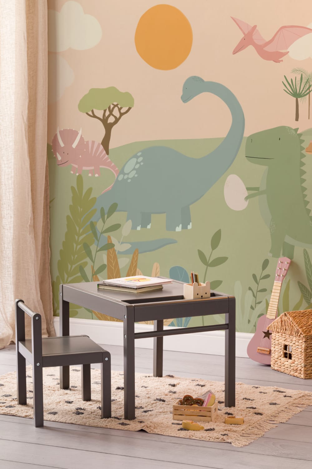 Kids Cool Cartoon Dinosaur Landscape Wallpaper Mural