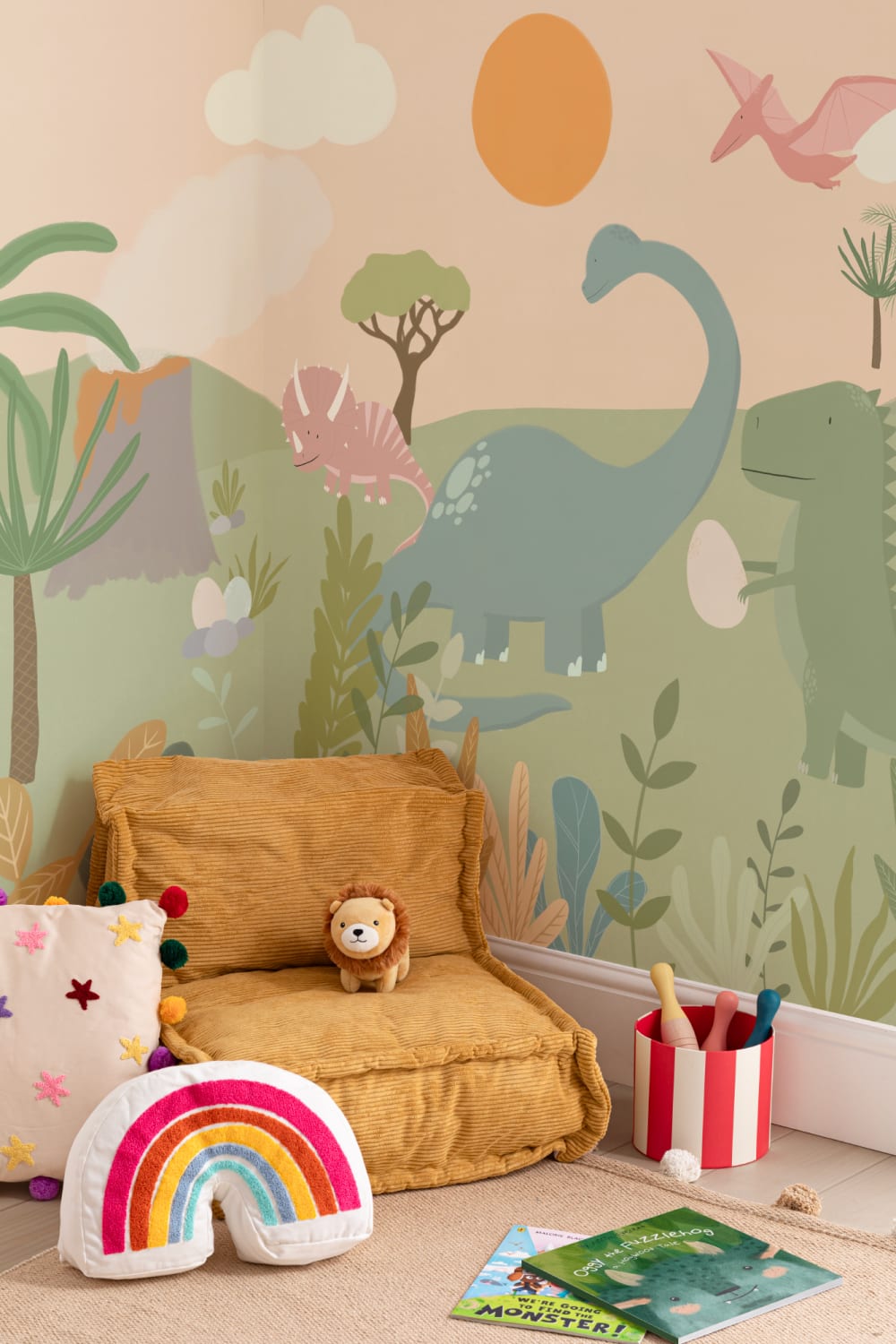 Kids Cool Cartoon Dinosaur Landscape Wallpaper Mural