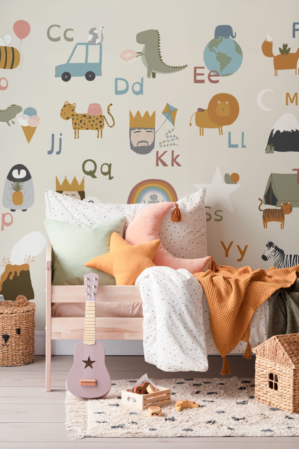 Kids Fun Educational Illustrated Alphabet Wallpaper Mural