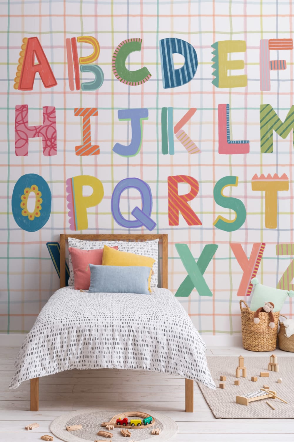 Colorful Kids Alphabet Grid Mural