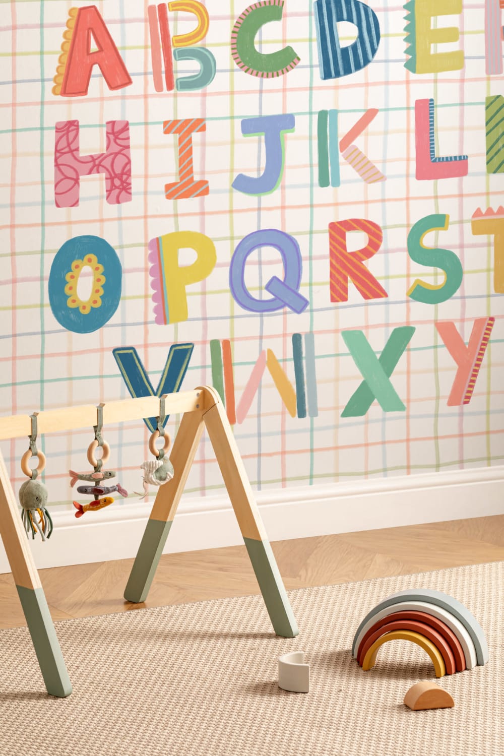 Colorful Kids Alphabet Grid Mural