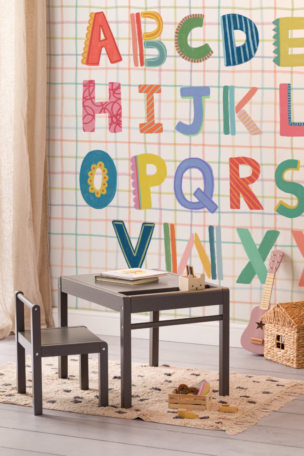 Colorful Kids Alphabet Grid Mural