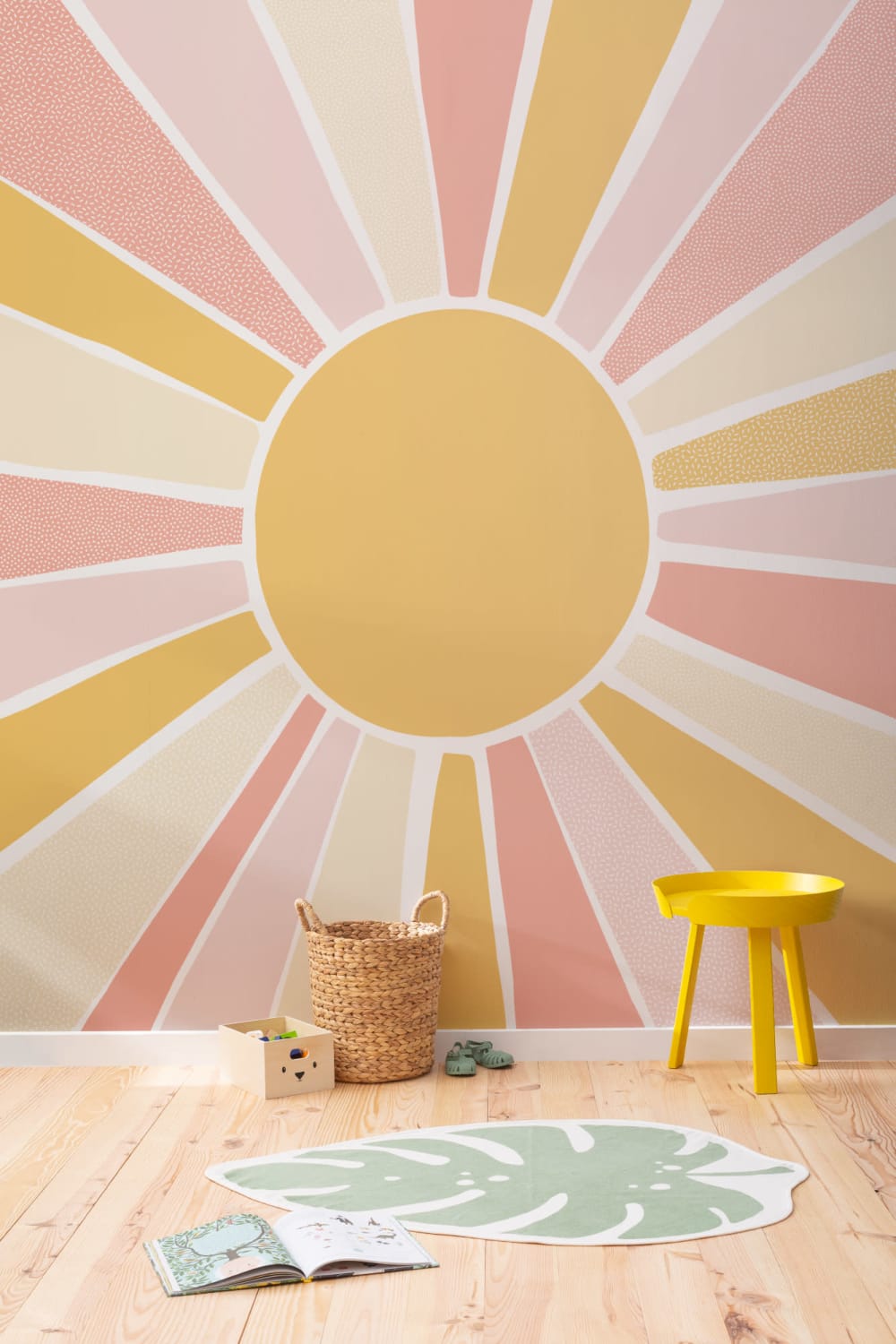Mural infantil Boho Block Sunshine rosa