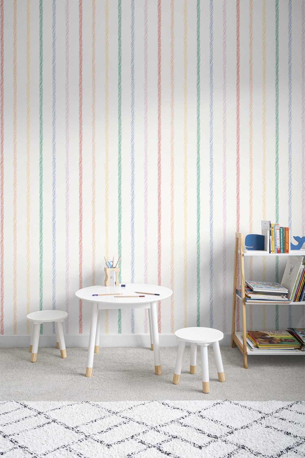 Multicolor Fun Hand Drawn Striped Wallpaper