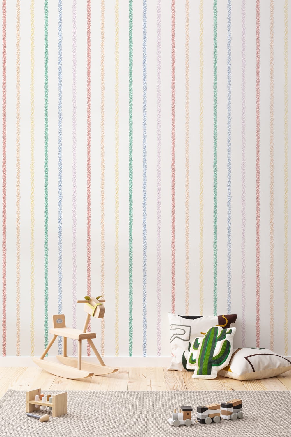 Multicolor Fun Hand Drawn Striped Wallpaper