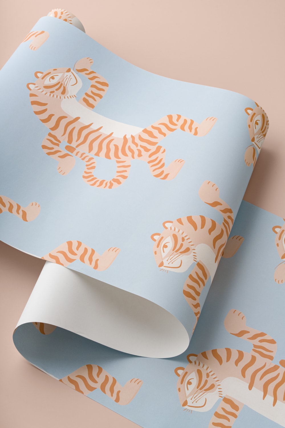 Orange & Blue Dancing Tiger Mural