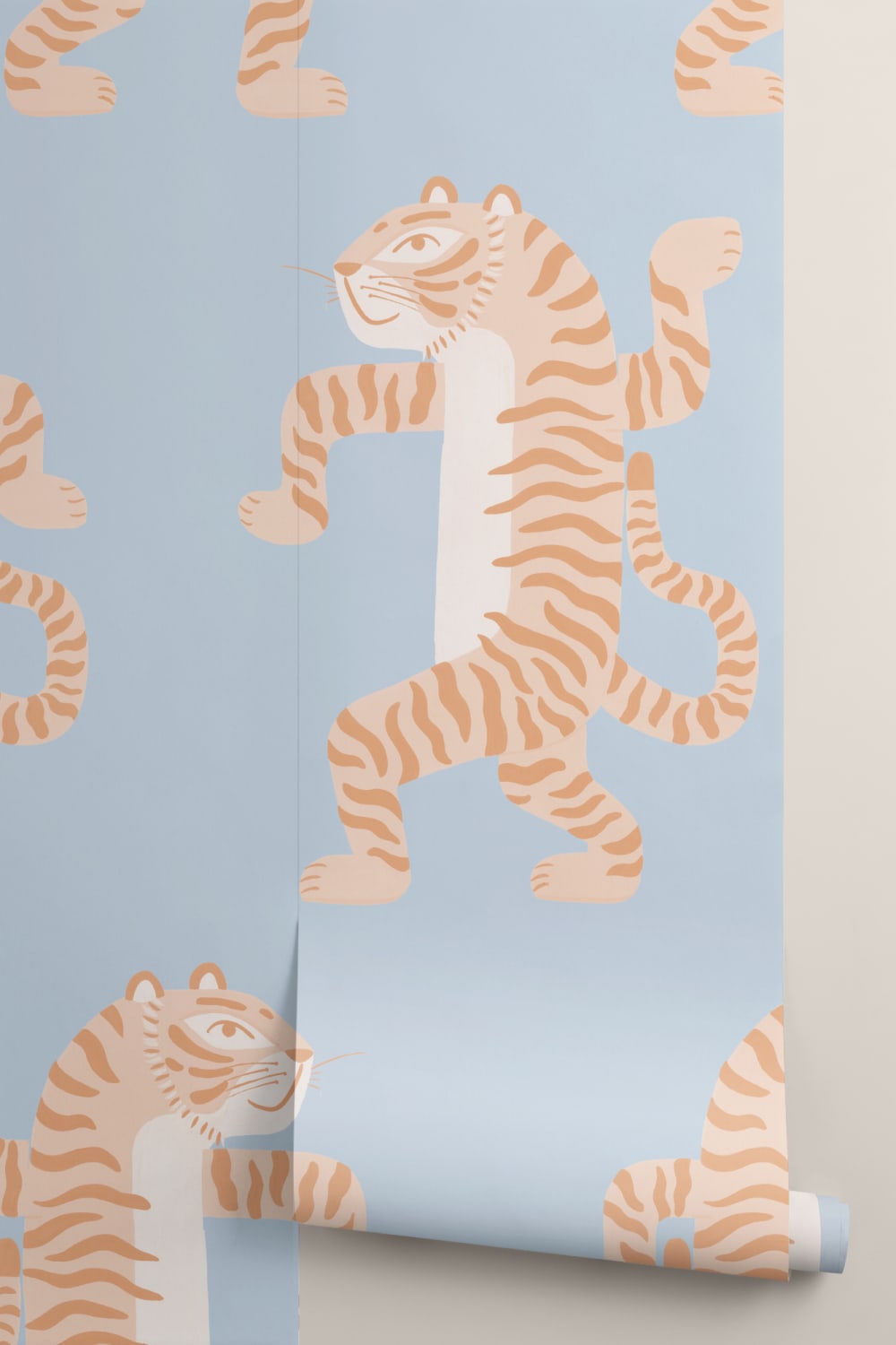 Orange & Blue Dancing Tiger Mural