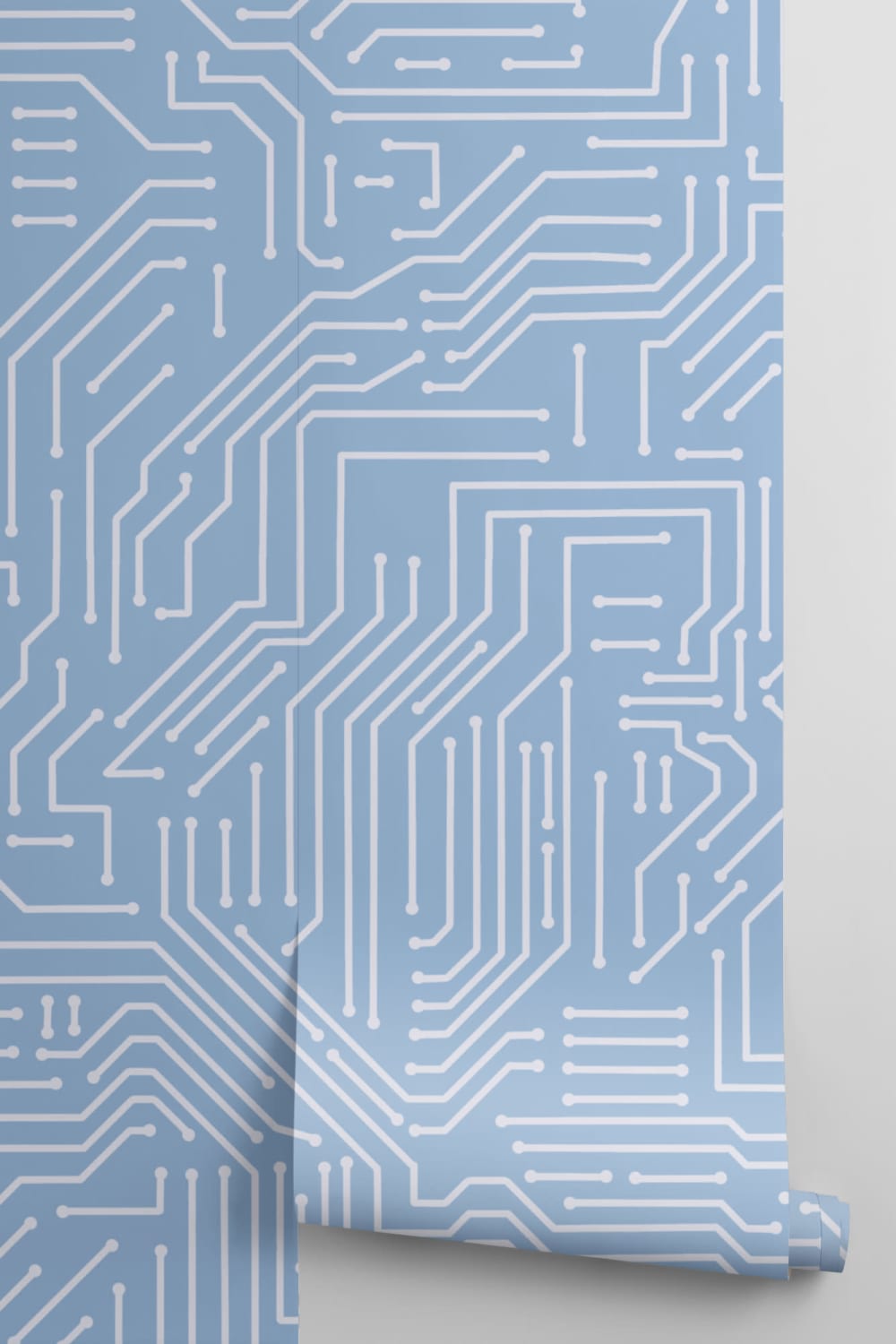 Blue Computer Circuit Board Pattern Wallpaper Mural