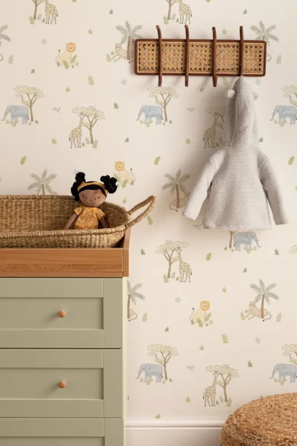 Ilustrowana kolorowa tapeta zwierzęta safari