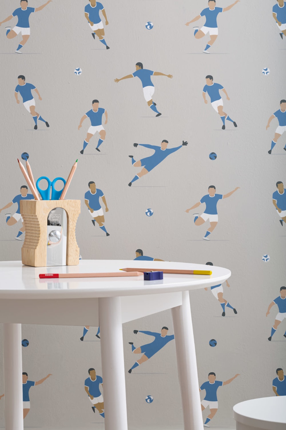 Kids Blue Soccer Players Wallpaper