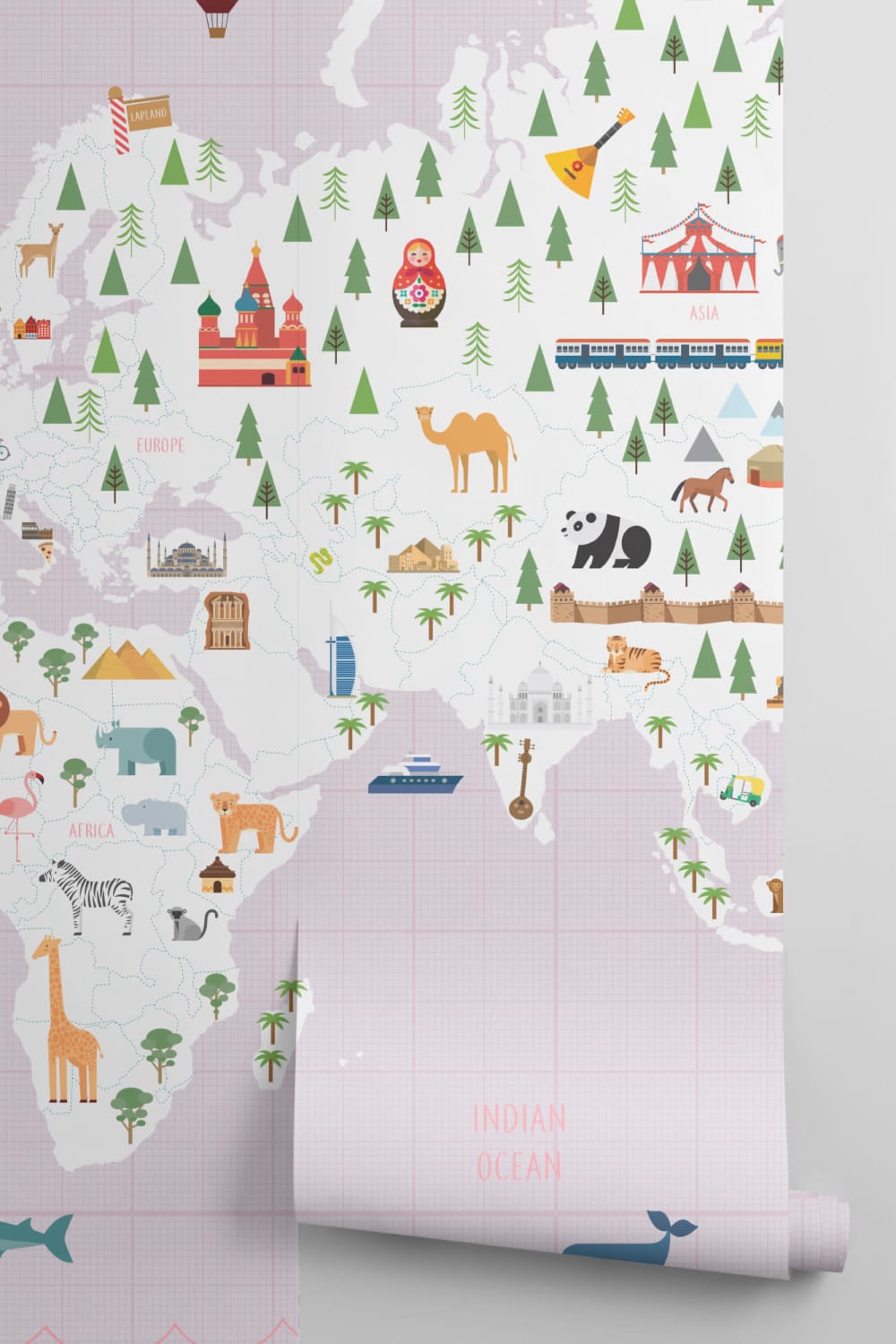 Fototapeta papierowa różowa mapa