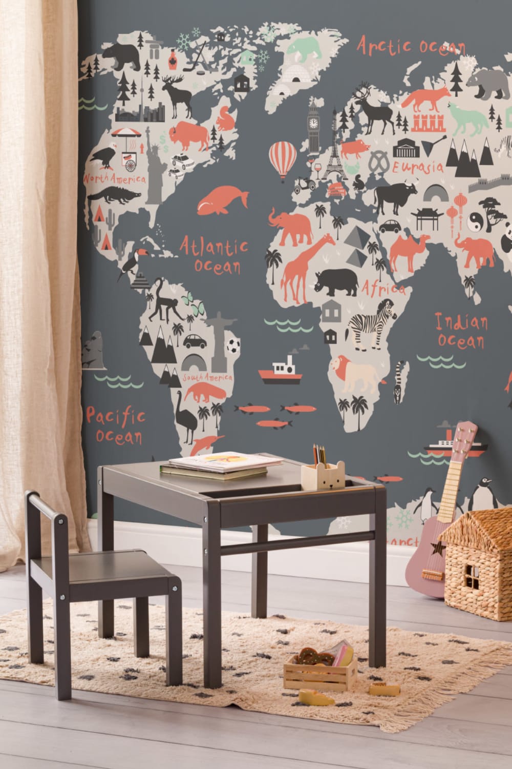 Landmark Kids Kaart Behang Muurschildering