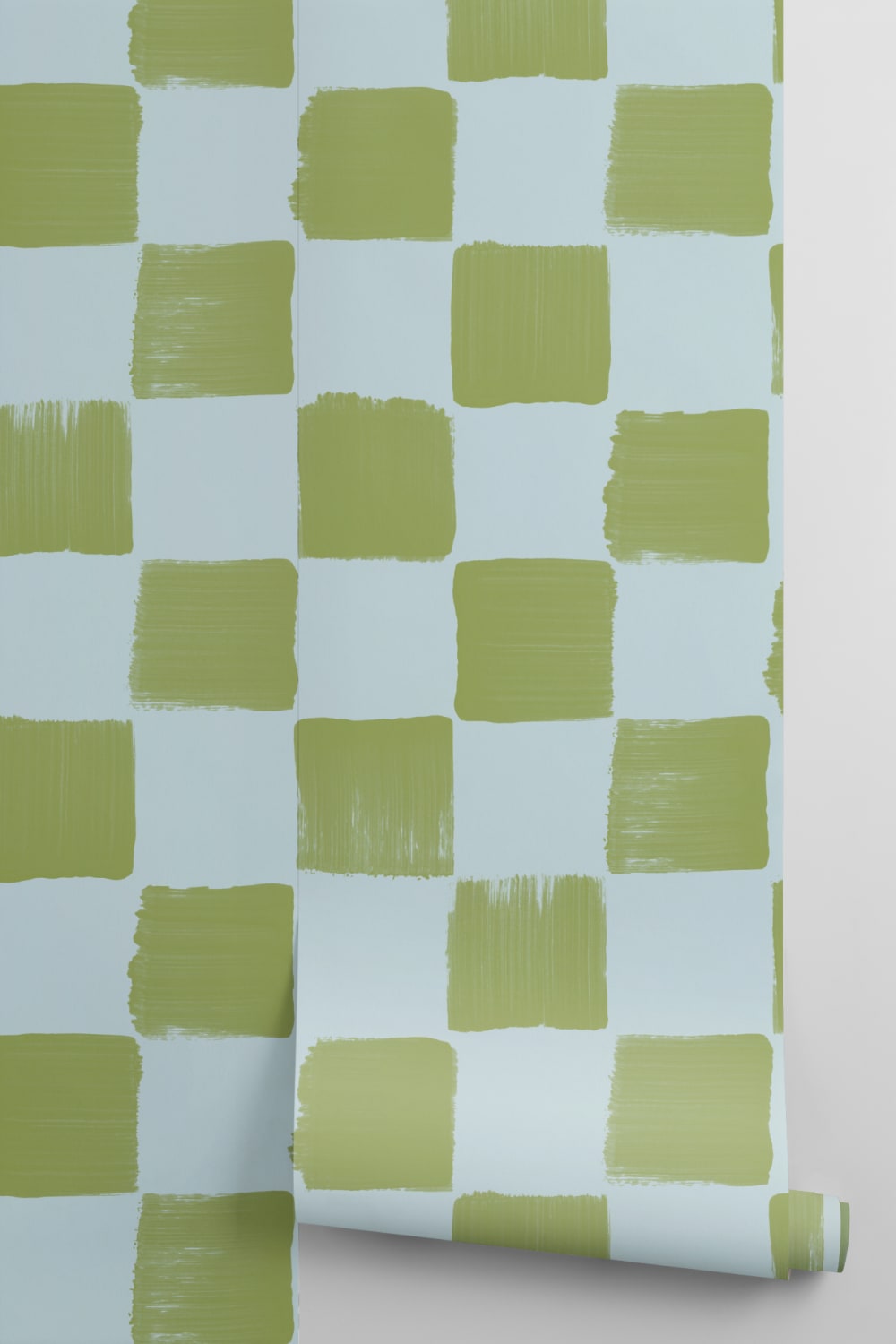 Odważna tapeta w niebiesko-zieloną kratkę