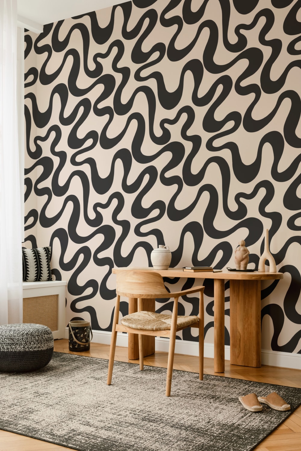 Vet Zwart Abstract Patroon Vibe Behang
