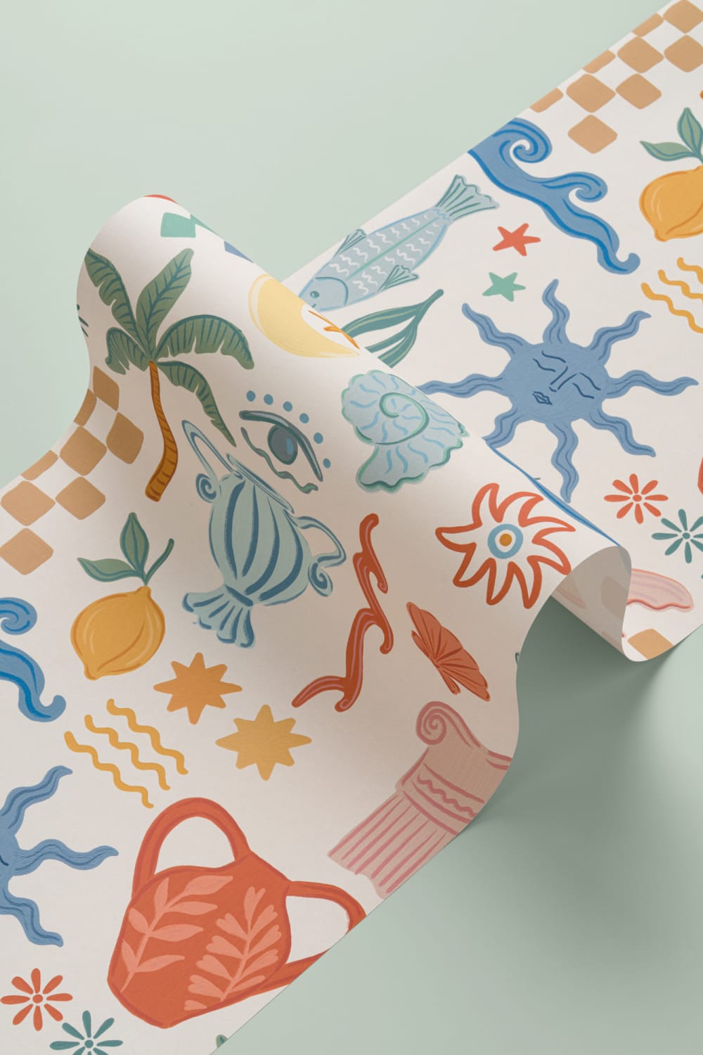 Bright La Dolce Vita Mediterranean Print Mural