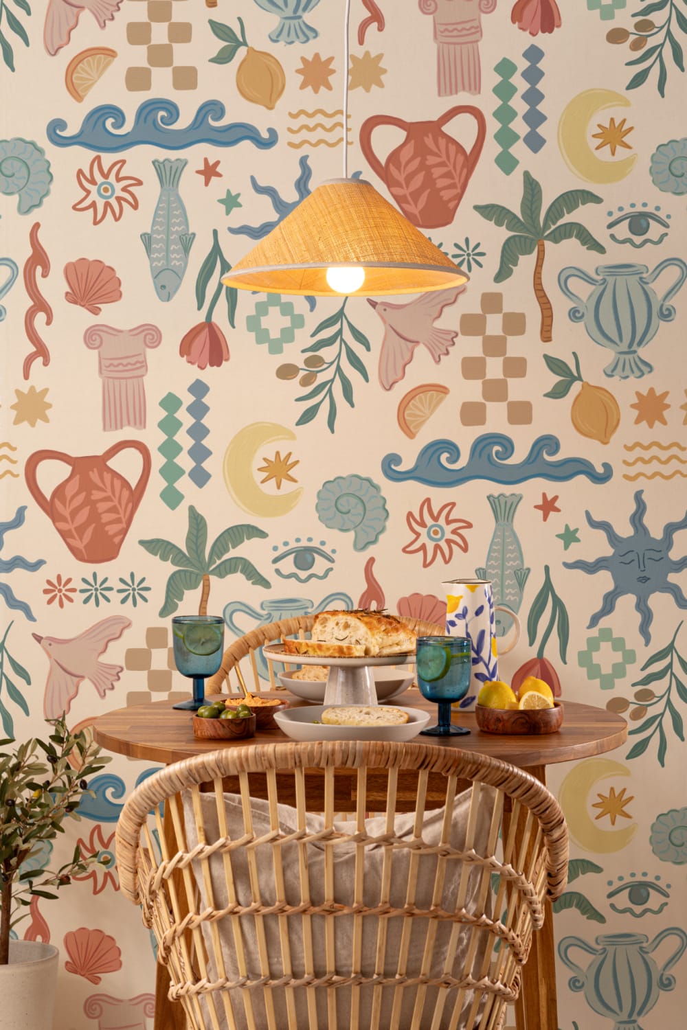 Bright La Dolce Vita Mediterranean Print Mural
