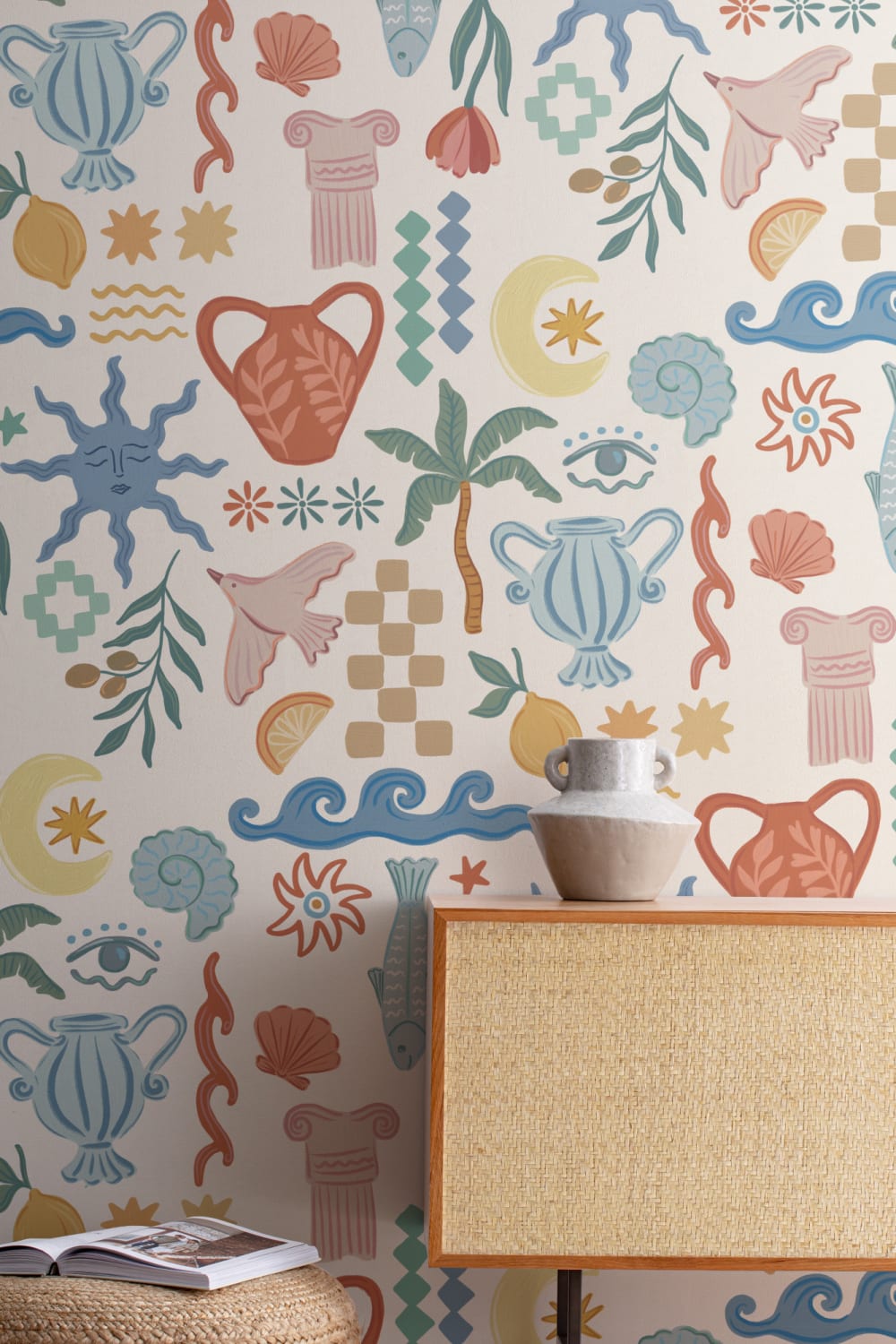 Bright La Dolce Vita Mediterranean Print Mural
