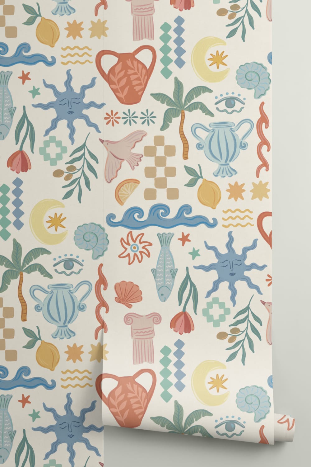 Bright La Dolce Vita Mediterranean Print Mural