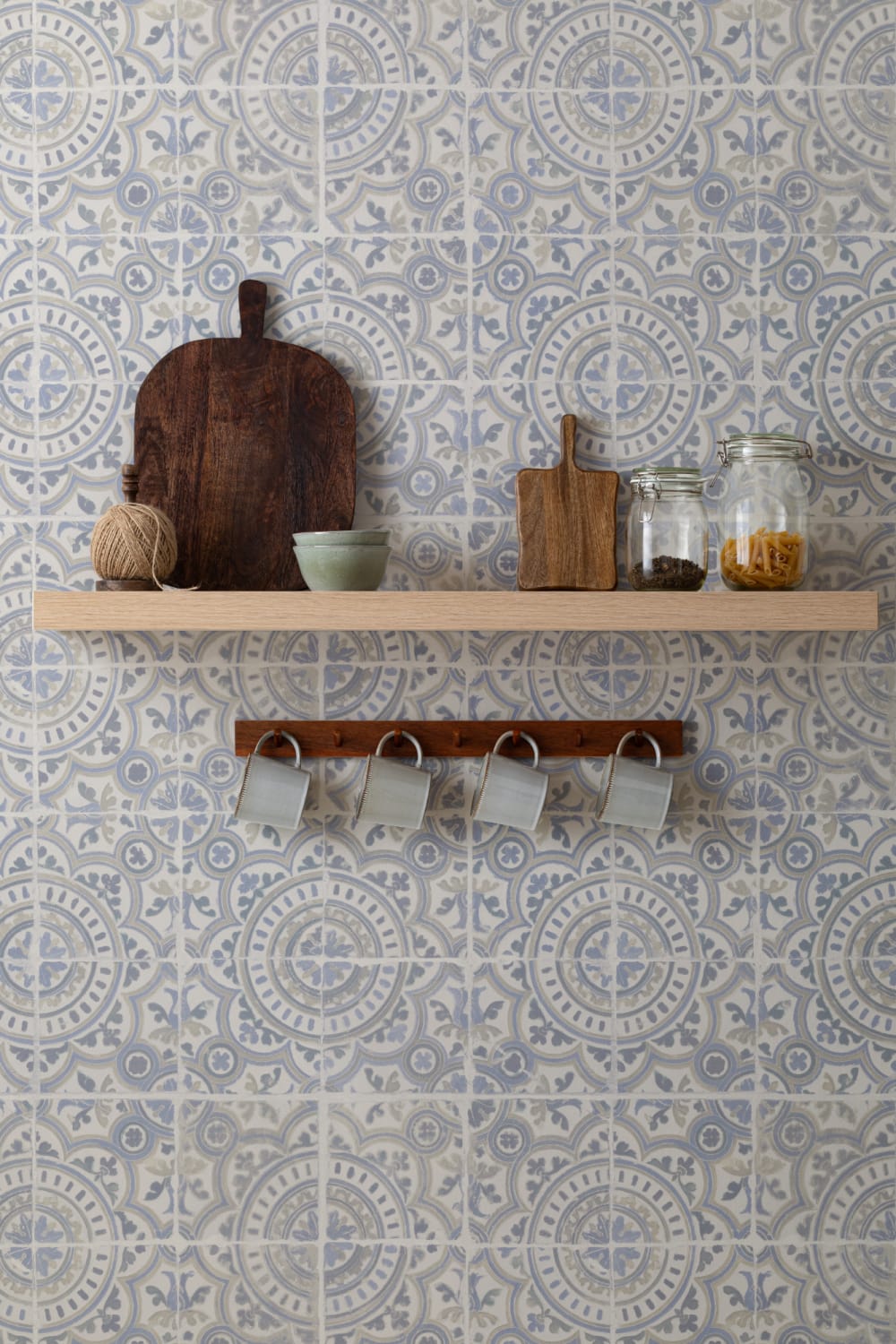 Blue Moroccan Tile Pattern Mural Adds Mediterranean Flair
