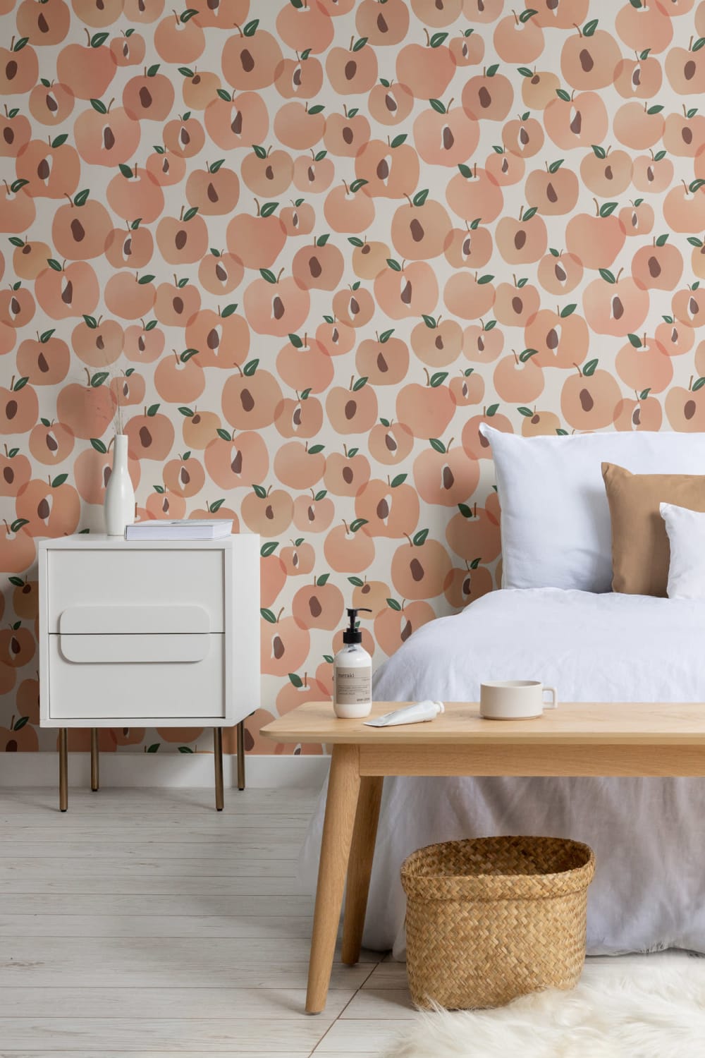 Abstract Modern Peach Fruit Repeat Pattern Wallpaper