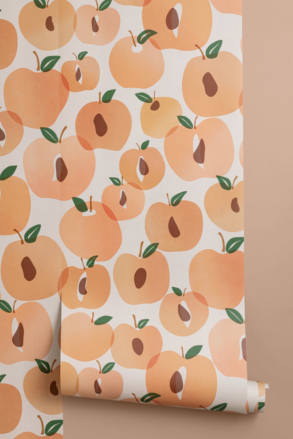 Abstract Modern Peach Fruit Repeat Pattern Wallpaper