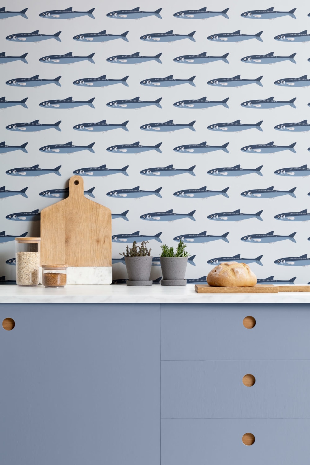 Fish Pattern Seaside Repeat Pattern Wallpaper