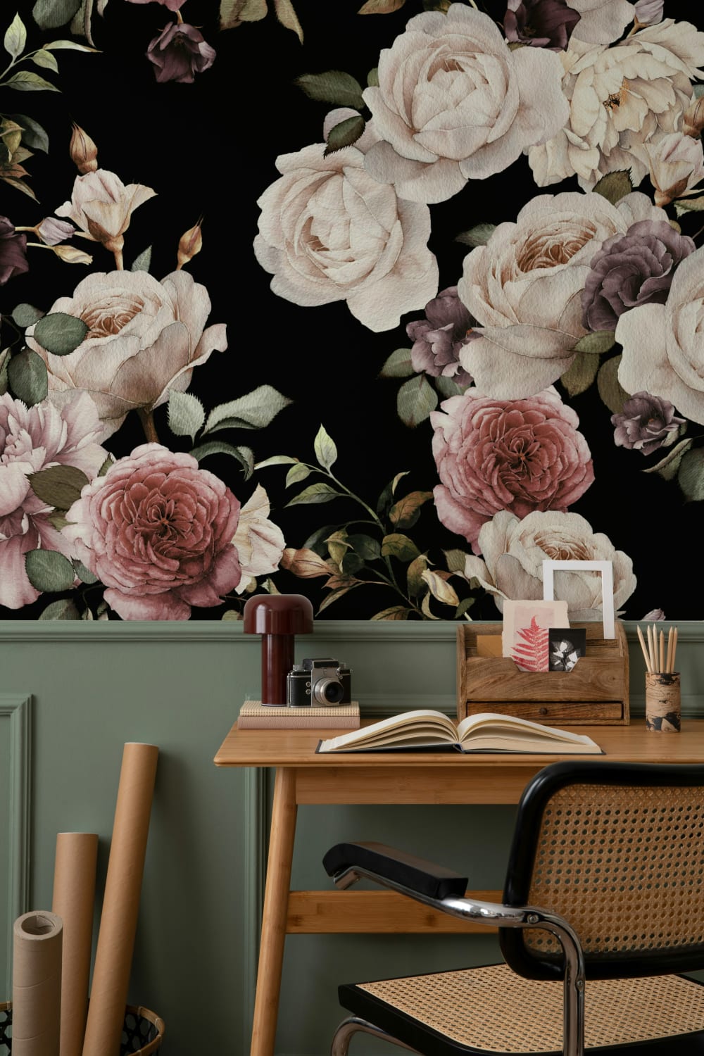 Purple & Pink Dark Floral Wallpaper Mural