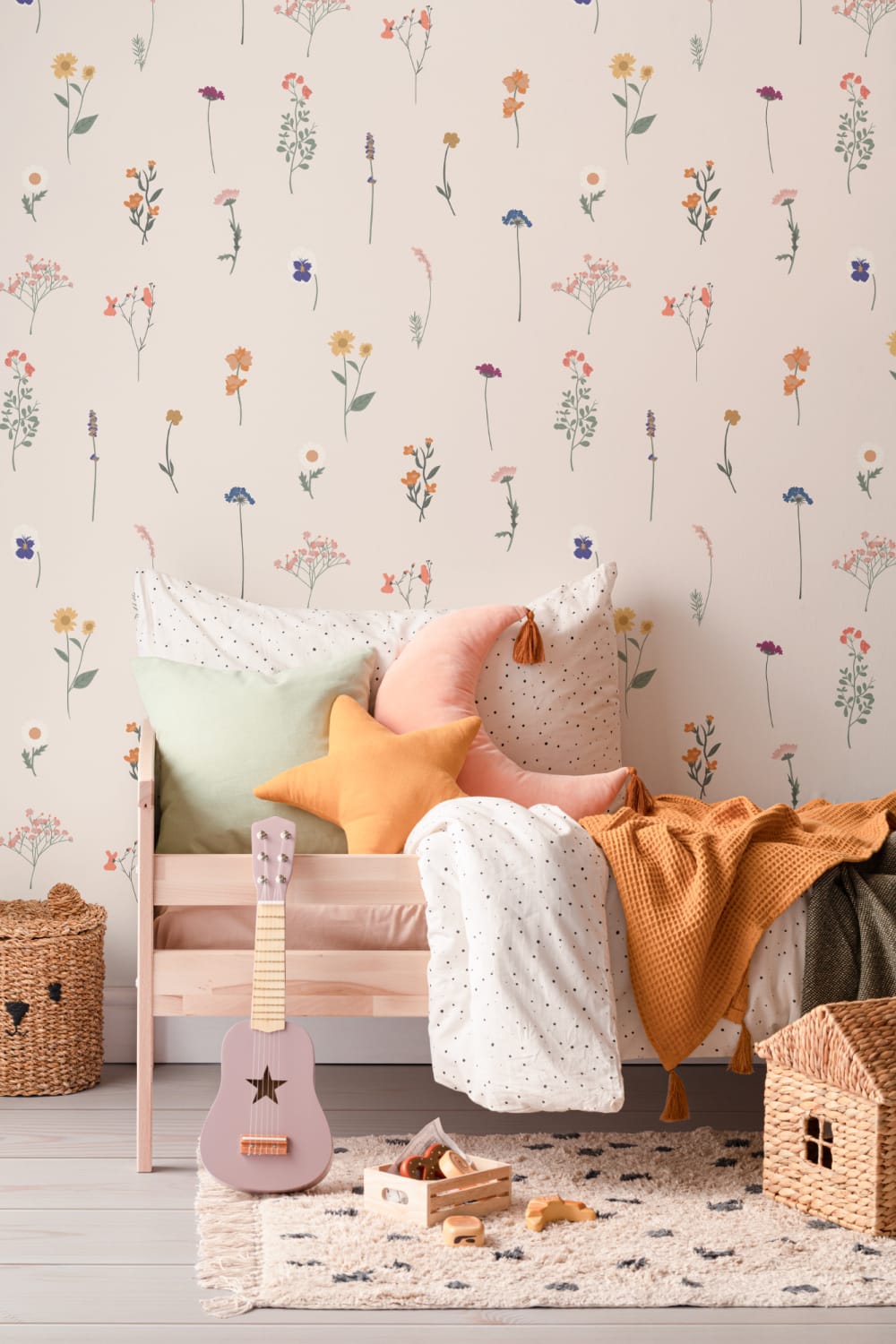 Pressed Flower Repeat Pattern Wallpaper