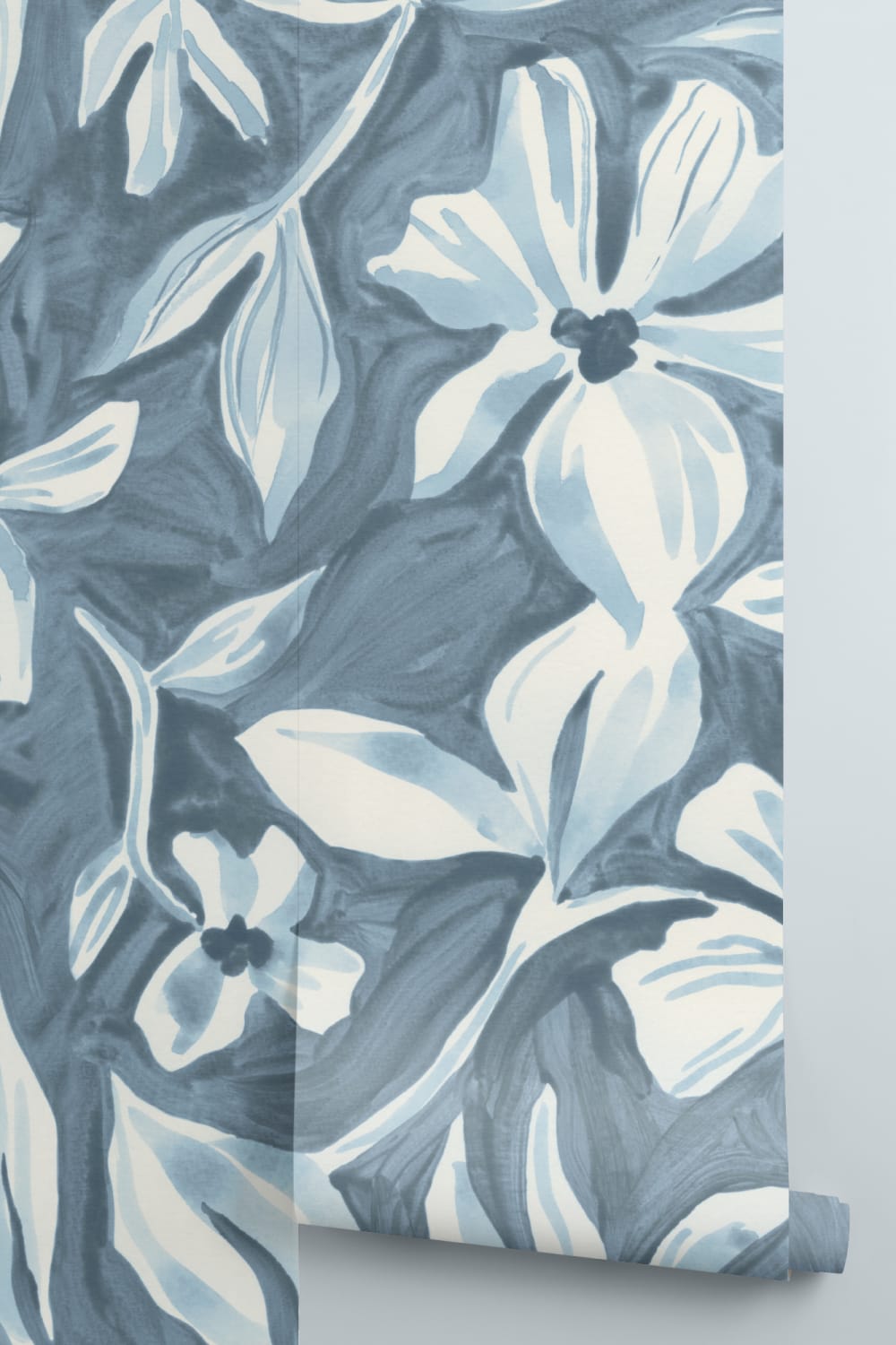 Blå elegant botanisk design mural-tapeter