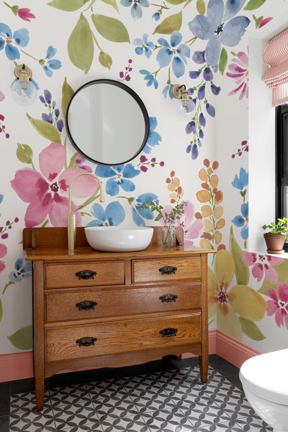 Colorful Watercolor Flower Mural