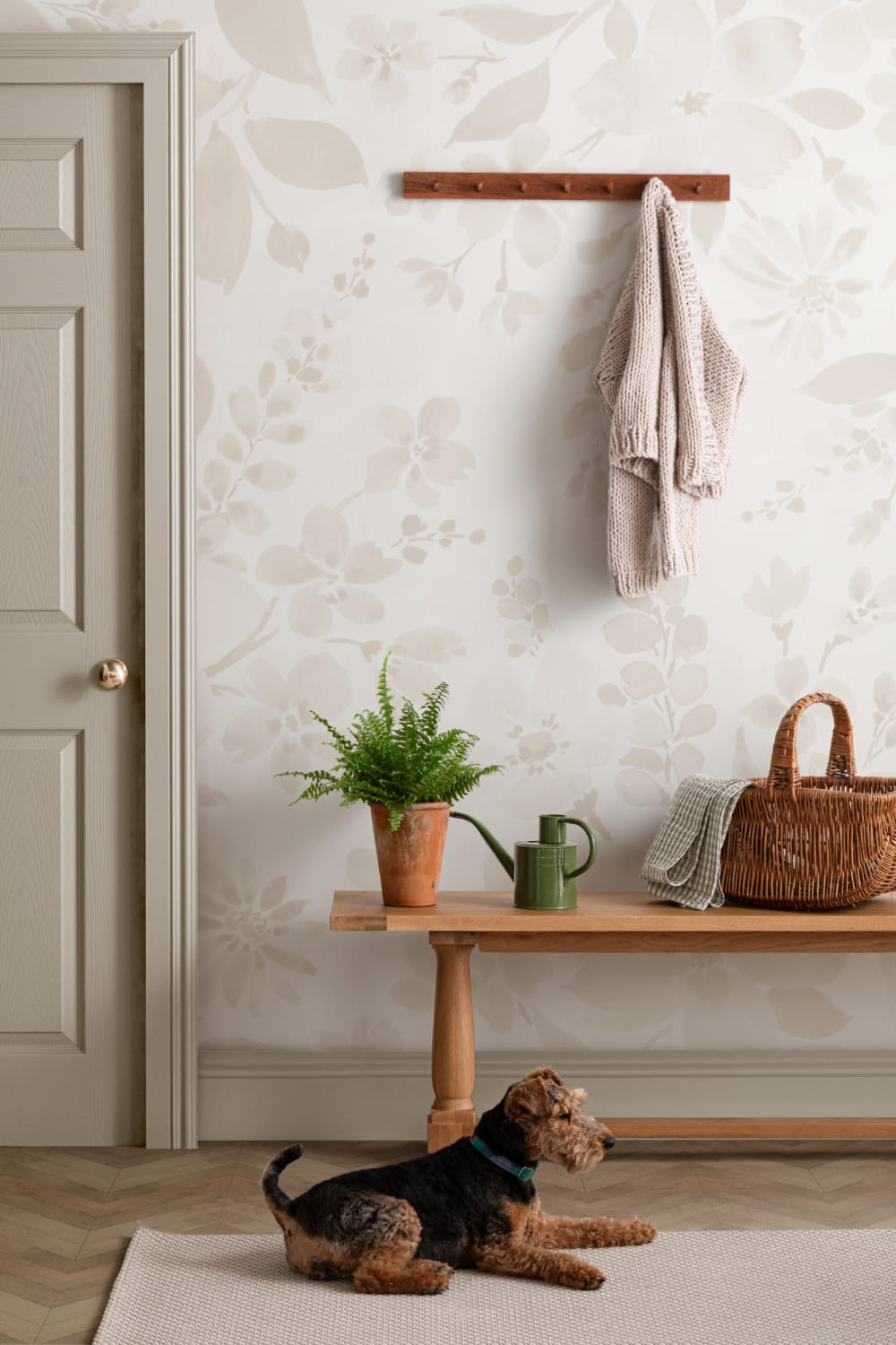 Neutral akvarelblomst fototapet