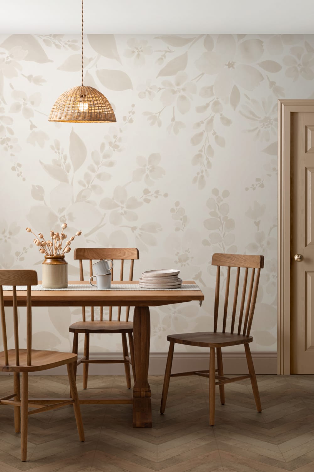 Neutral akvarelblomst fototapet