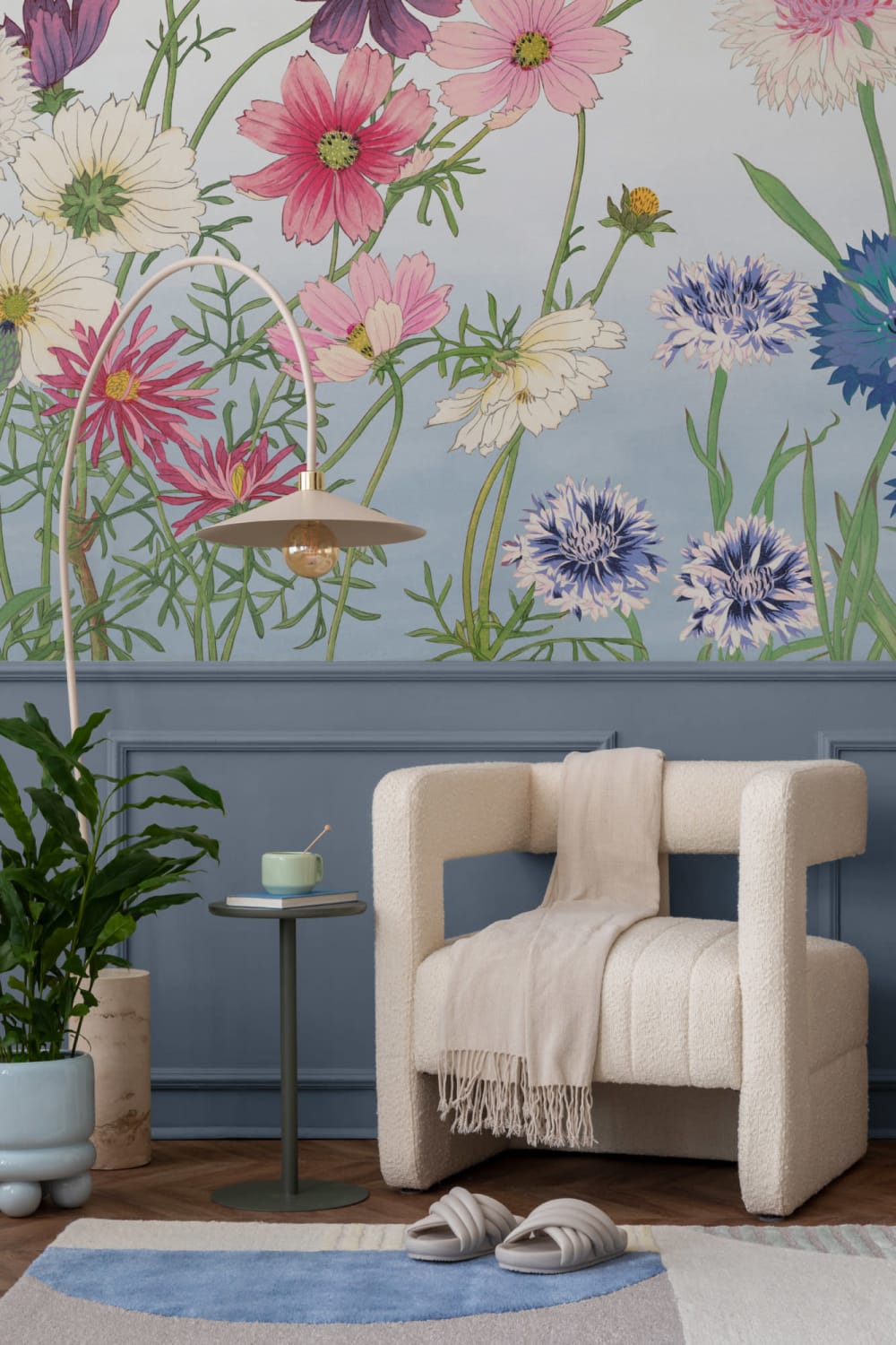Cosmos aquarelle japonaise murale florale